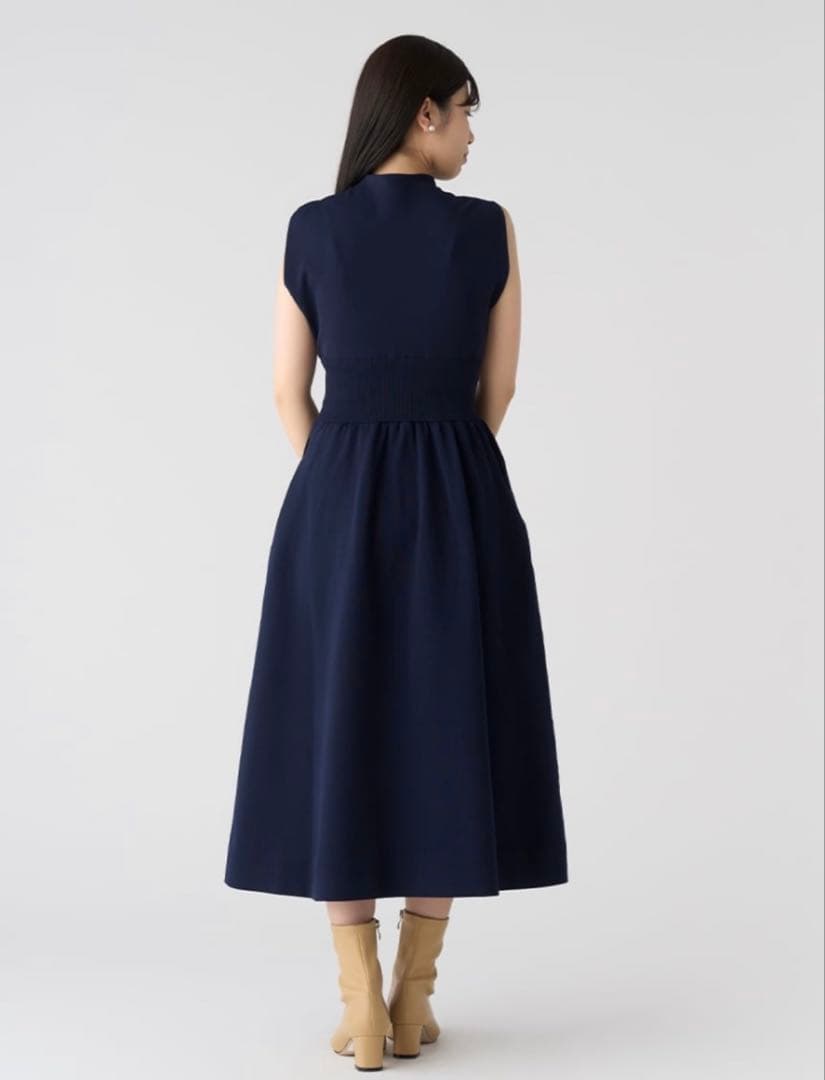 【新品未使用】CELFORD ドレープネックニットワンピース NVY 38