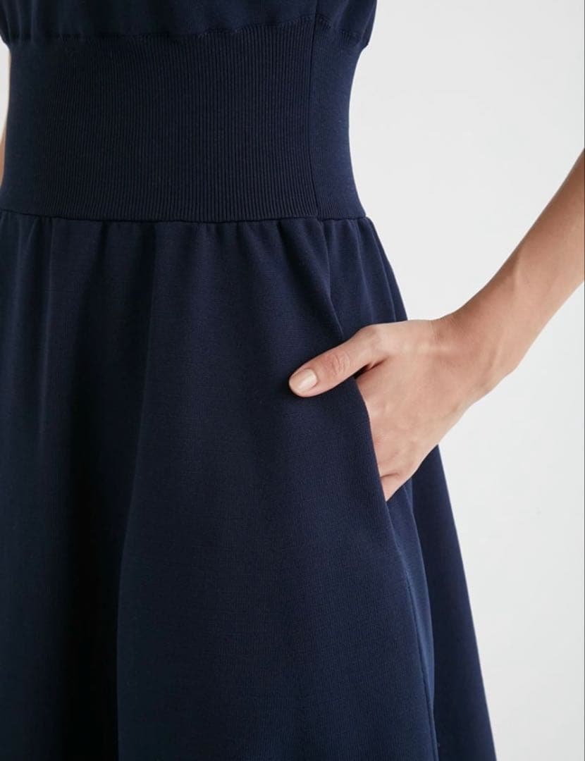 【新品未使用】CELFORD ドレープネックニットワンピース NVY 38