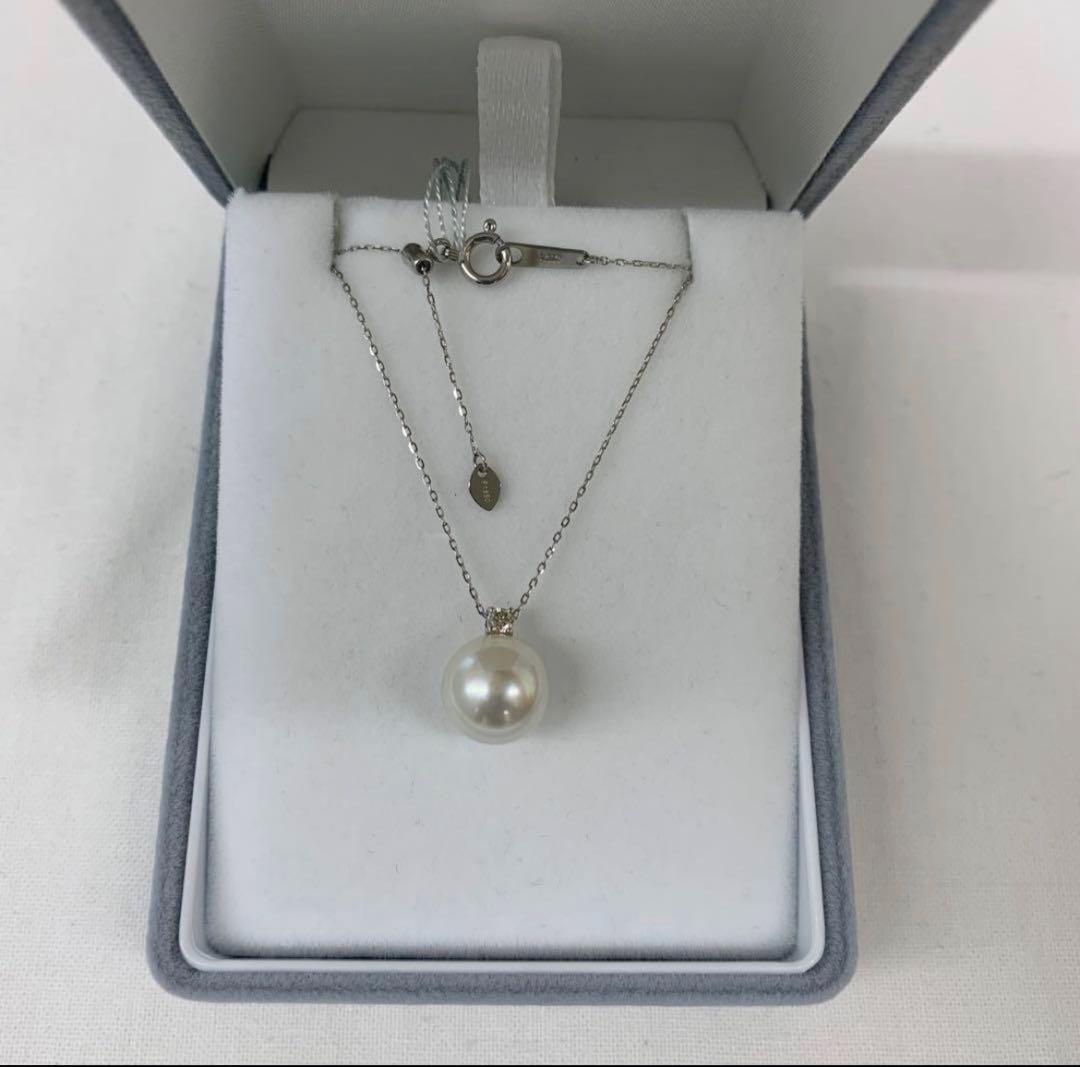 rotthy-　大人気無調色アコヤ真珠　9.5-10mm ダイヤネックレス