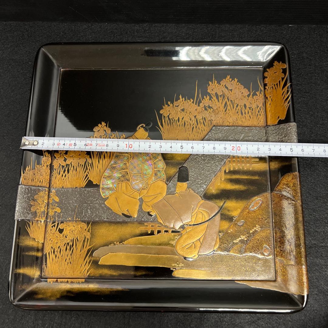 専用　時代盛蒔絵　八橋図盆　木箱付　幅25.8㎝　東Y7-1229☆2Fトヒルト