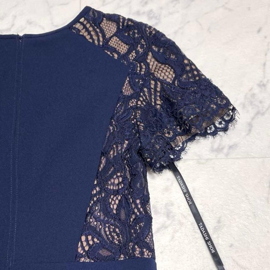 みず✨タダシショージ クレメントレースパネルドレス ワンピース ネイビー