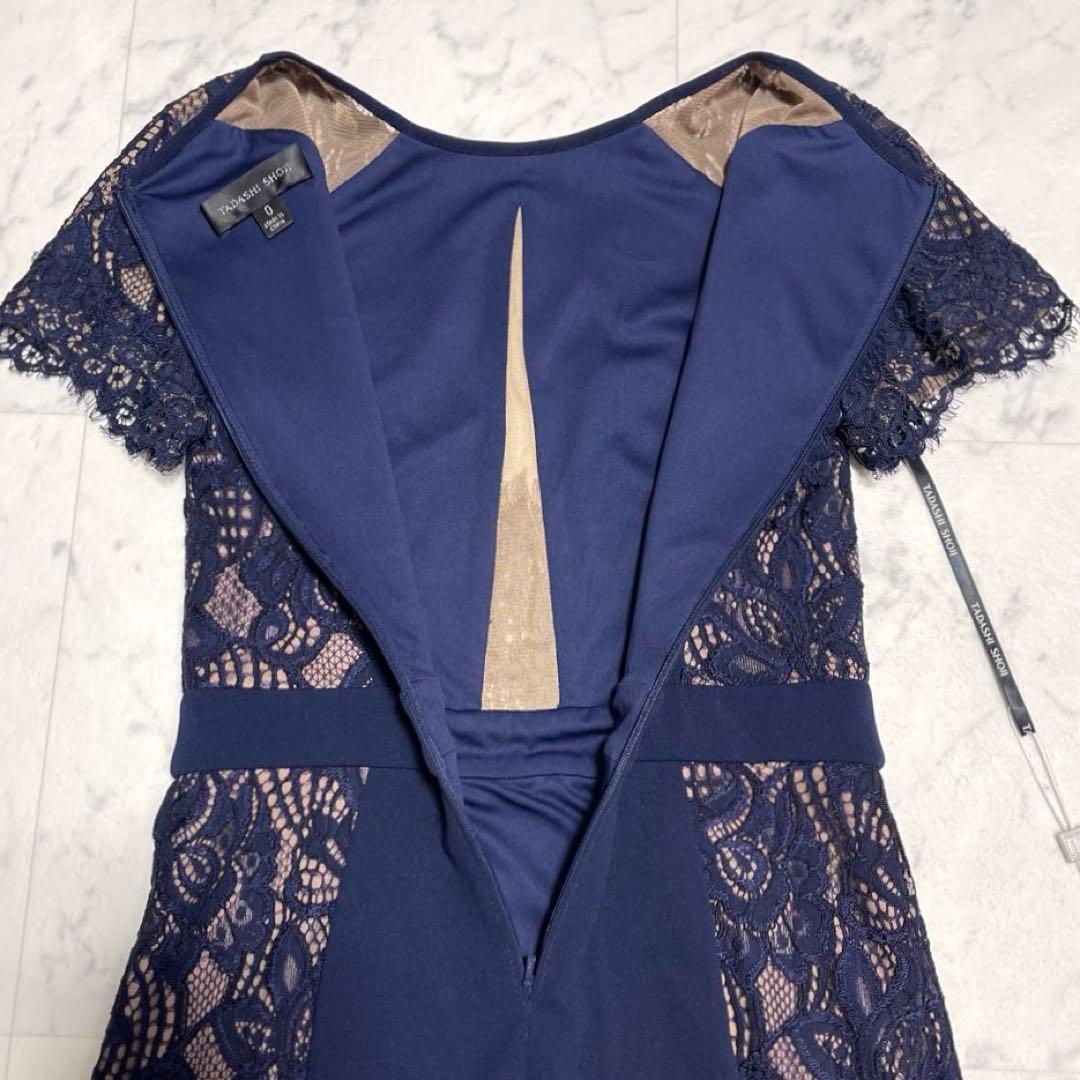 みず✨タダシショージ クレメントレースパネルドレス ワンピース ネイビー