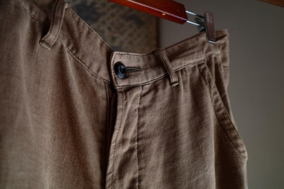 ガーメントリプロダクションオブワーカーズ リネンパンツ シンチバックM