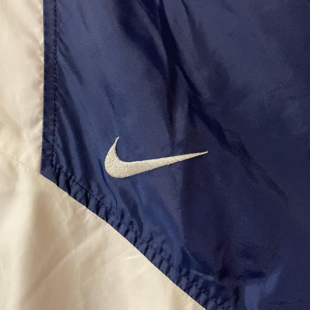 NIKEナイキナイロントラックジャケットブルゾン紺ネイビー白ホワイト刺繍ロゴ希少