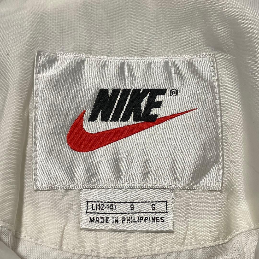 NIKEナイキナイロントラックジャケットブルゾン紺ネイビー白ホワイト刺繍ロゴ希少