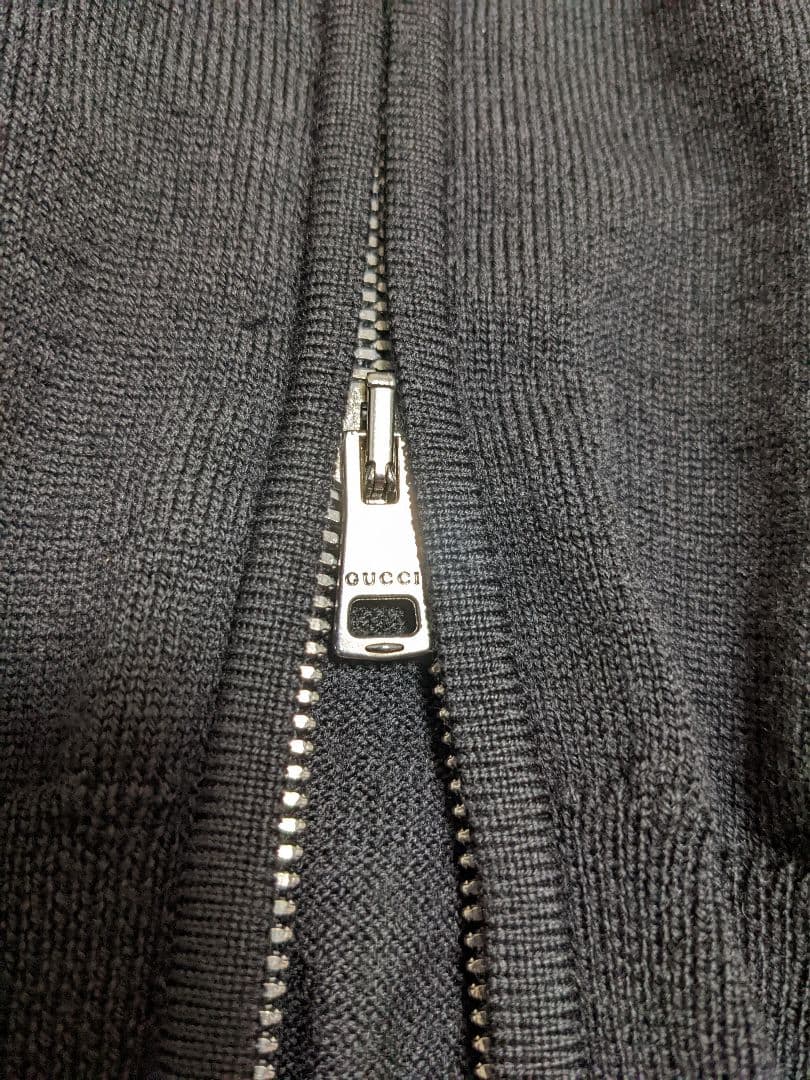 GUCCI　グッチ　ジップアップ　ニット　シェリーライン　L　黒　メンズ　美品