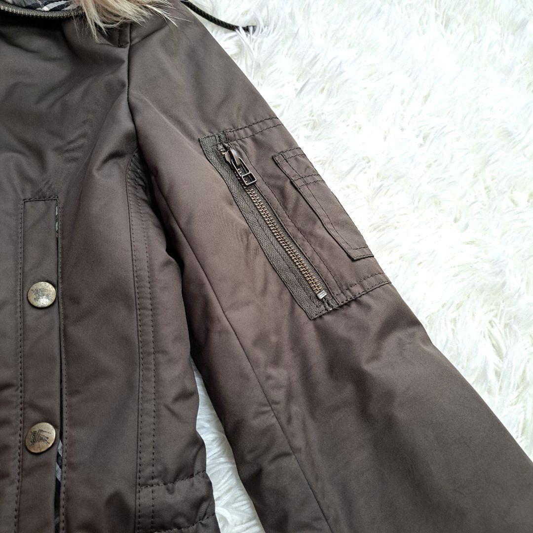 【BURBERRY BLUE LABEL】ラクーンファーノバチェックモッズコート