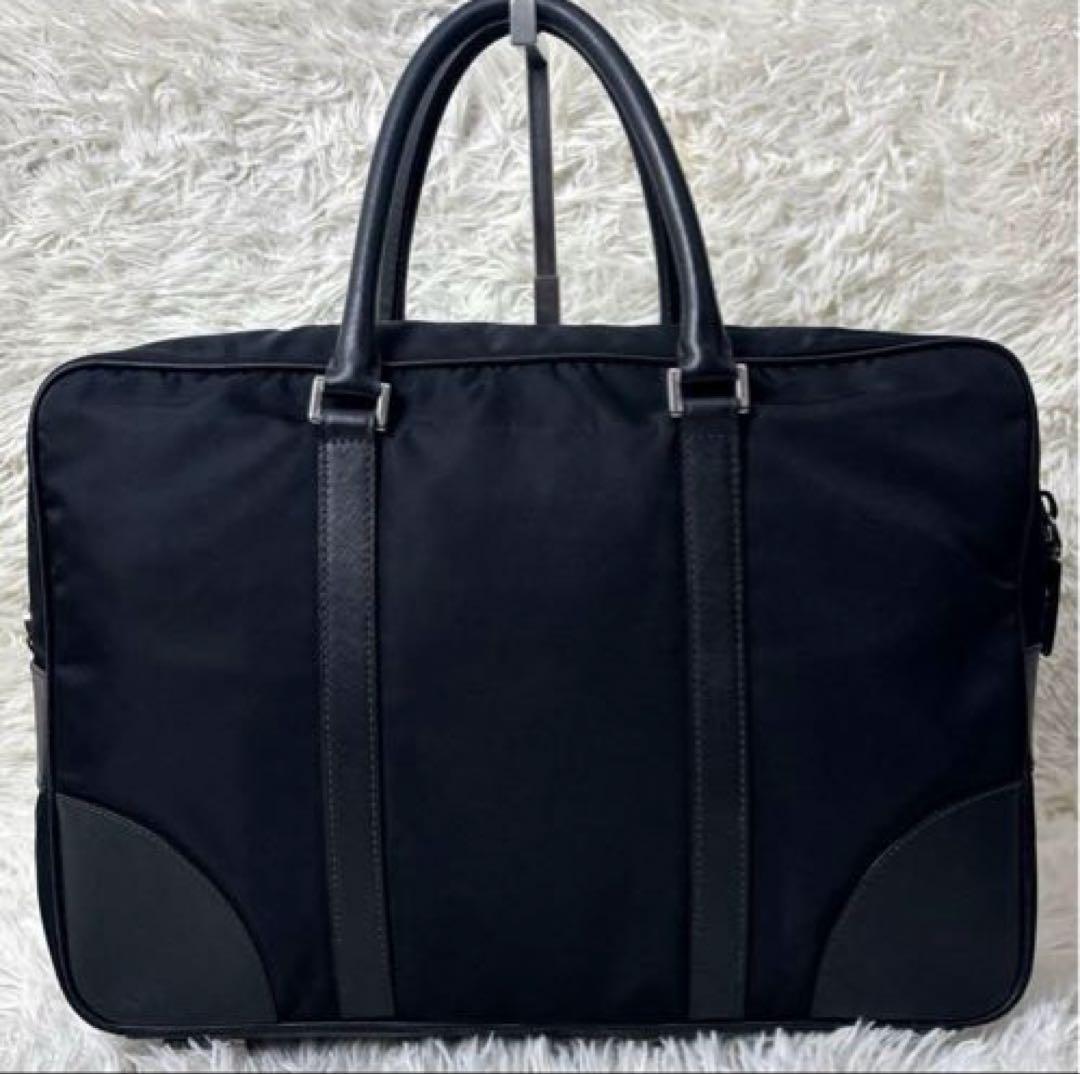 PRADA プラダ　ビジネスバッグ　ナイロン サフィアーノレザー 三角ロゴ