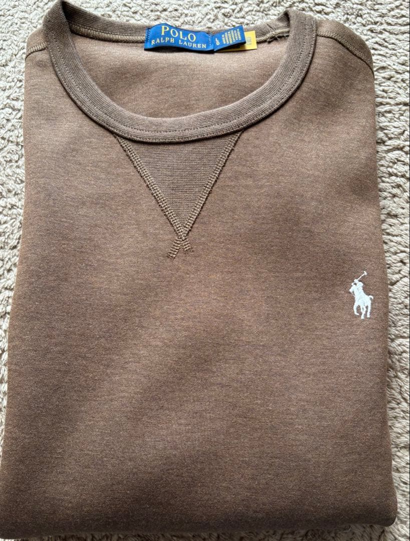 ラルフローレン ダブルニット スウェット クルーネック メンズ L ブラウン