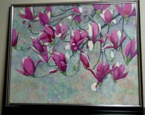 絵画　日本画　アルミ額付き　差し替え画　2枚付き