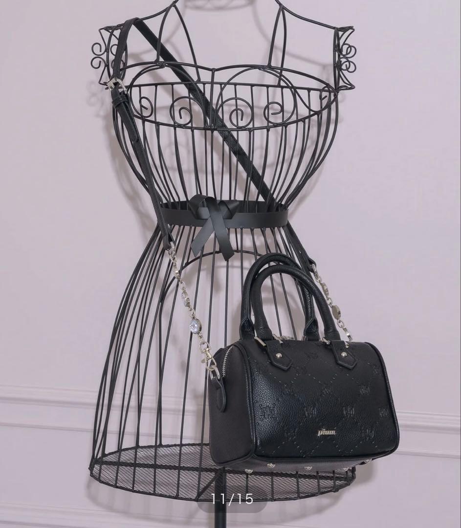 pium ピウム モノグラムミニボストンバッグ ブラック