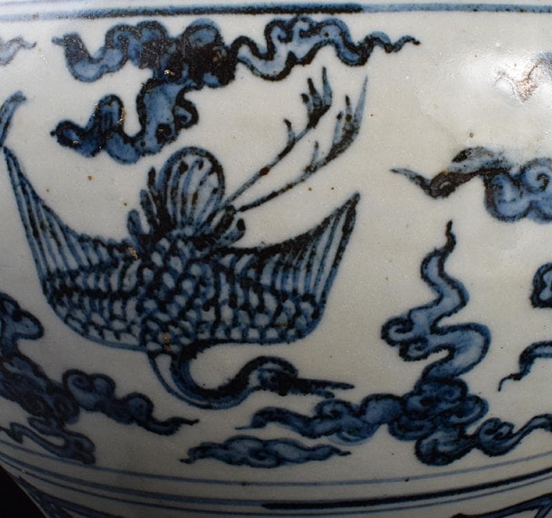 中国　青花　雲鶴文　壷　C　3743C