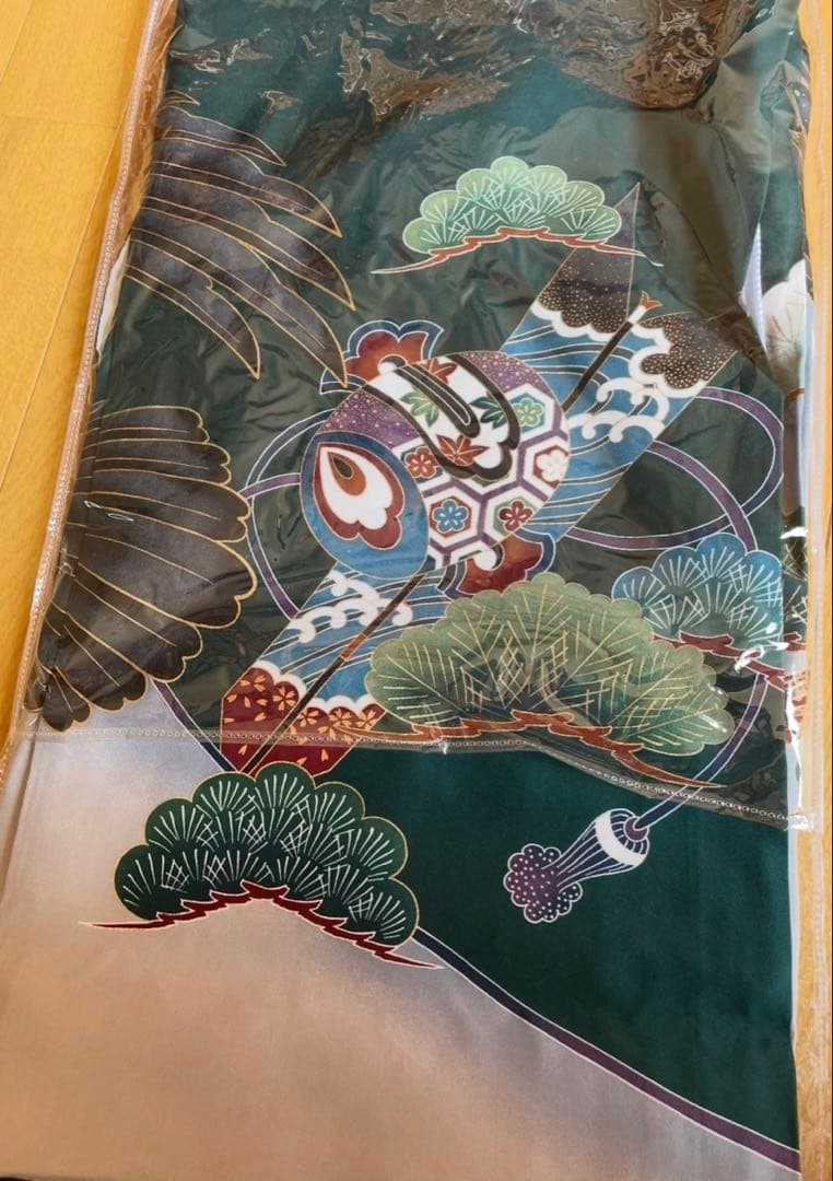 美品　お宮参り 男の子 鷹　正絹 初着 産着 着物