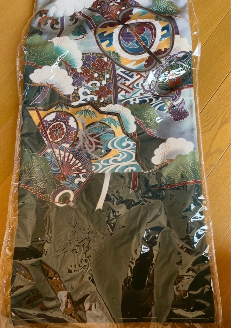 美品　お宮参り 男の子 鷹　正絹 初着 産着 着物