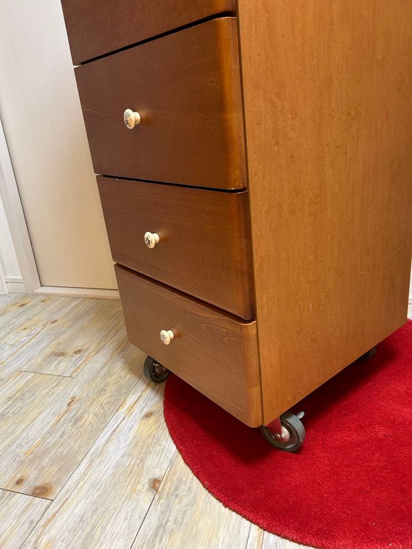 ナチュラルウッド 7段チェスト キャスター付き