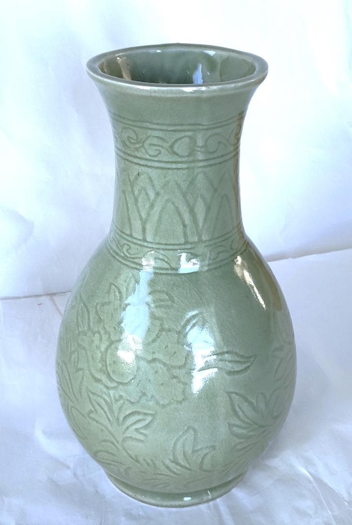 陶器 花器 青磁 美品 Ac-301