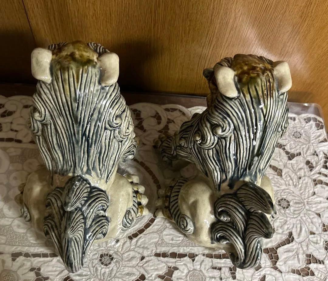 シーサー獅子の陶器像 2体セット