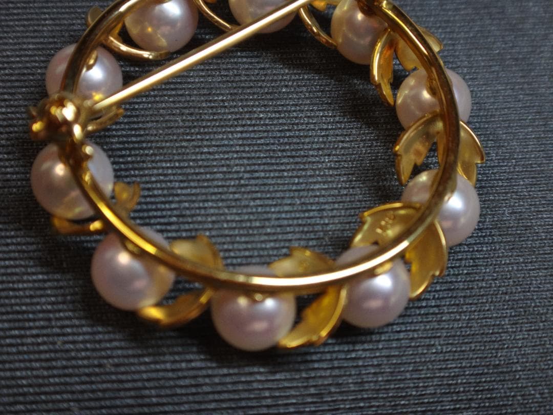 MIKIMOTO 真珠 K18 定番リーフブローチ　SAHKO様