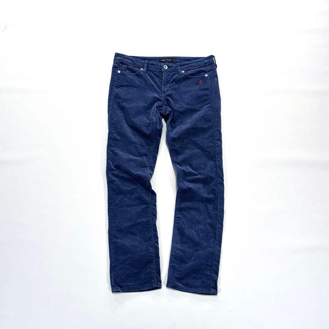 ラフアンドスウェル ロングパンツ S コーデュロイ　細ウネ　ブルー系　メンズ