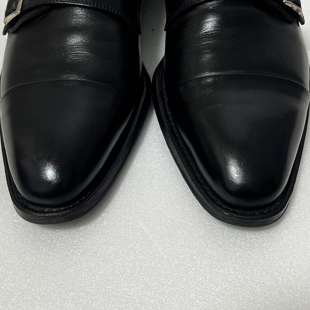 極美品✨️シェットランドフォックス 革靴 ダブルモンク ストラップ 黒 ストレート