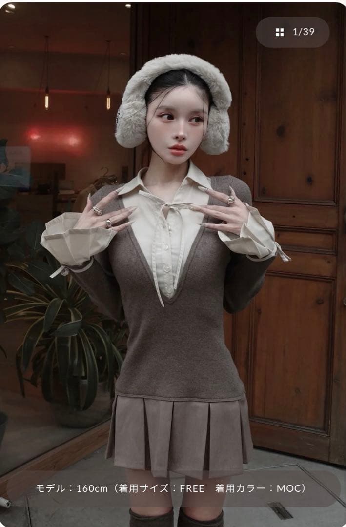 ダーリッチシャツドッキングプリーツミニワンピース