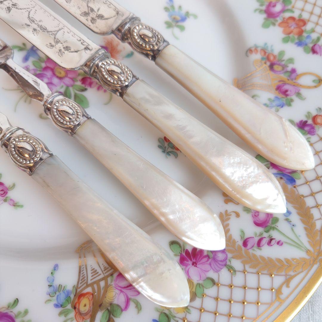 白蝶貝　デザートカトラリー　アンティーク マザーオブパール　フォーク　ナイフ