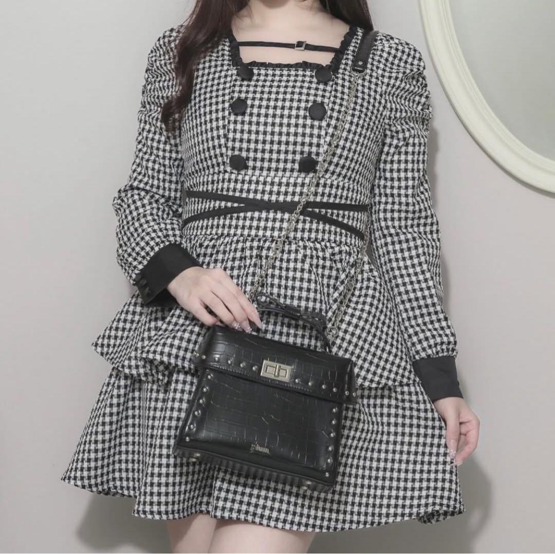 pium リボンハンドルクロコバッグ