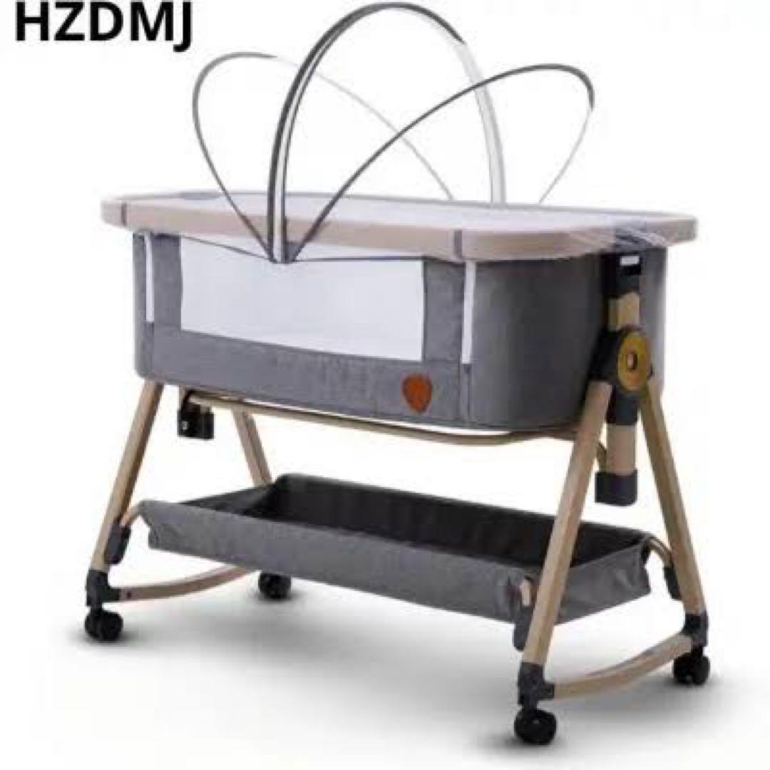 HZDMJ ベビーベッド グレー 動物柄