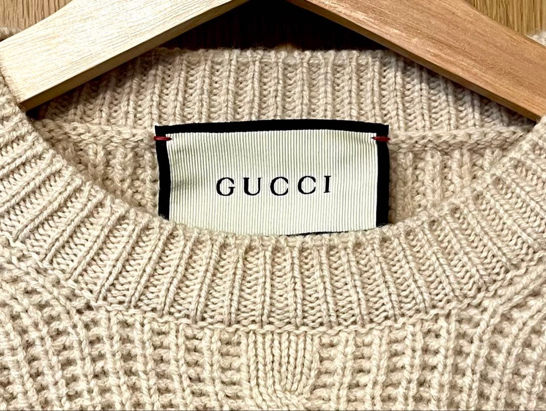 GUCCI ケーブルニットGGロゴ刺繍セーター