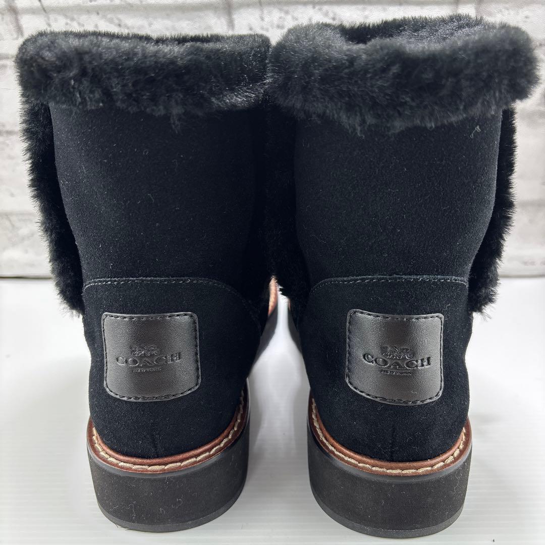 未使用✨COACH ファー ブーツ 黒 23.5㎝ 本革 ブラック　スエード