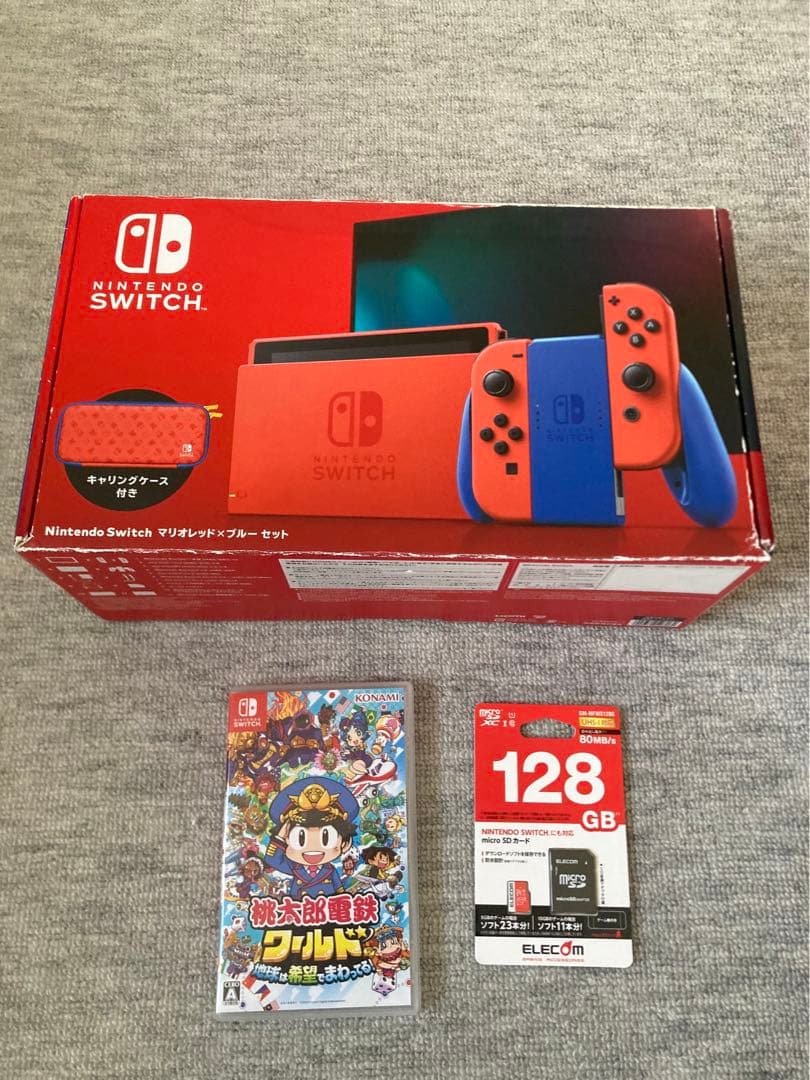 NintendoSwitch本体マリオレッド×ブルーセット＋桃鉄＋MicroSD
