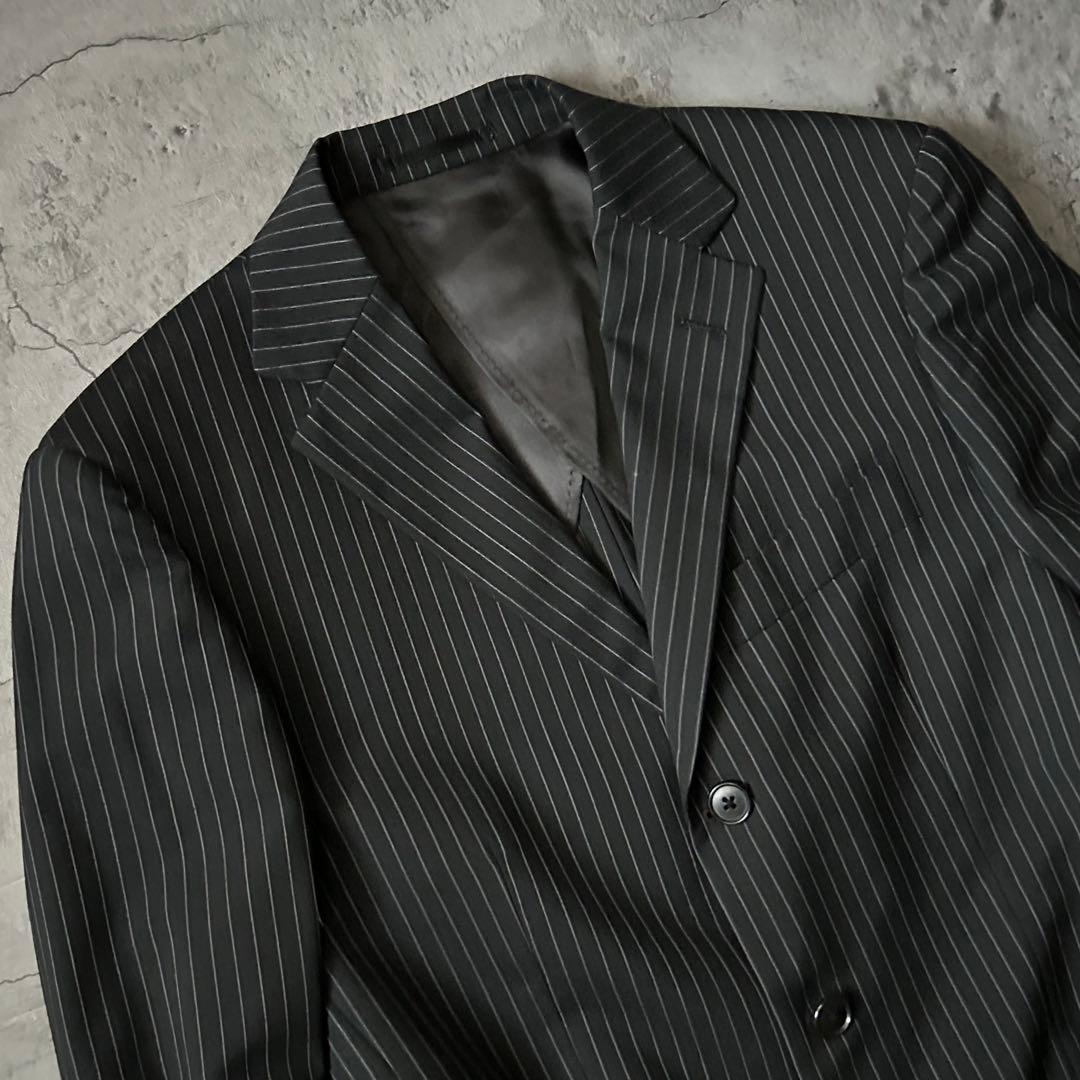 極美品 五大陸 ゴタイリク ブラック セットアップスーツ ピンストライプ A5