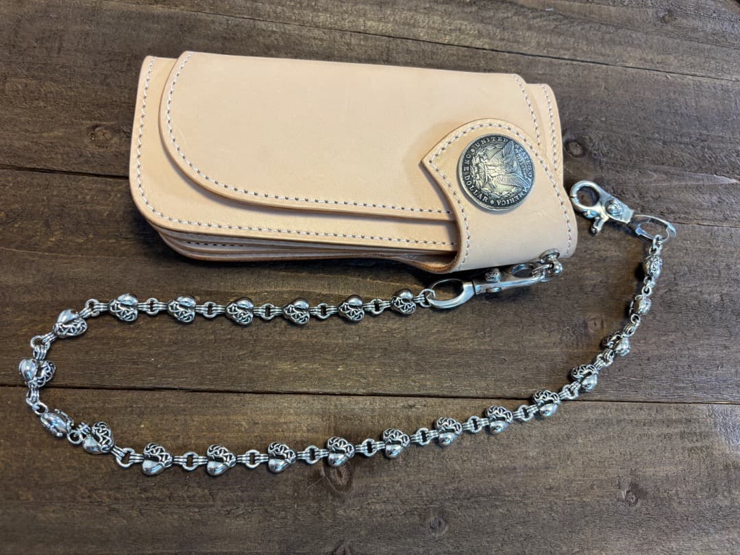 バイカー必須　ウォレット用ハート型　シルバーチェーン　TYPE3　QBKB001