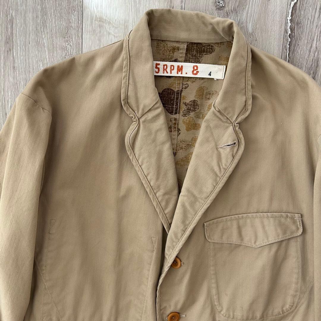 45RPM コットン テーラードジャケット カバーオール ベージュ 4 裏地カモ