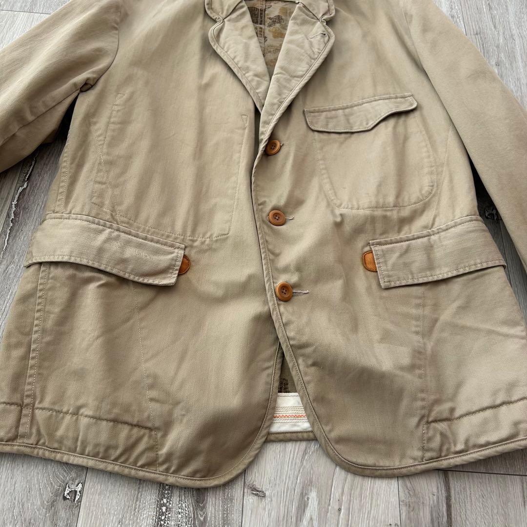 45RPM コットン テーラードジャケット カバーオール ベージュ 4 裏地カモ
