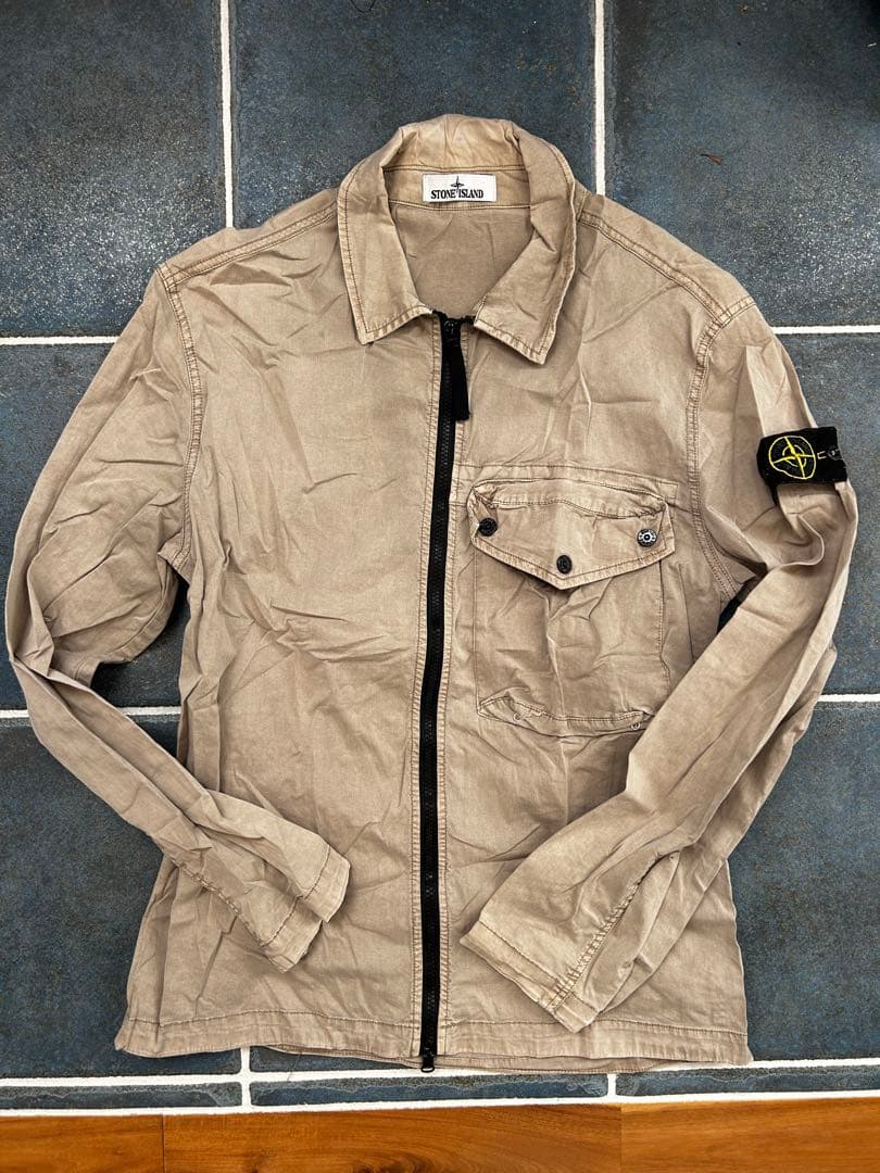 STONE シャツジャケット ベージュ ワッペン付き L相当