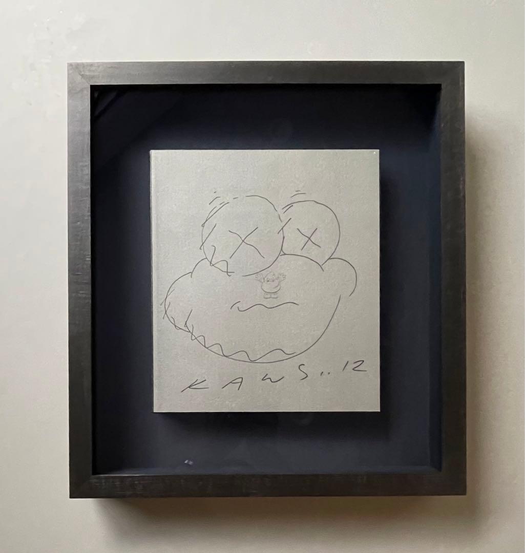 カウズ 2012年 サイン スケッチアート 額装 Kaws sketch