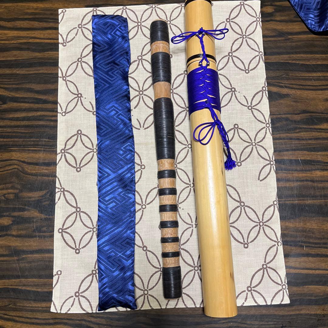 ② 天然煤竹　８割り管籐巻龍笛　ケース、笛袋付