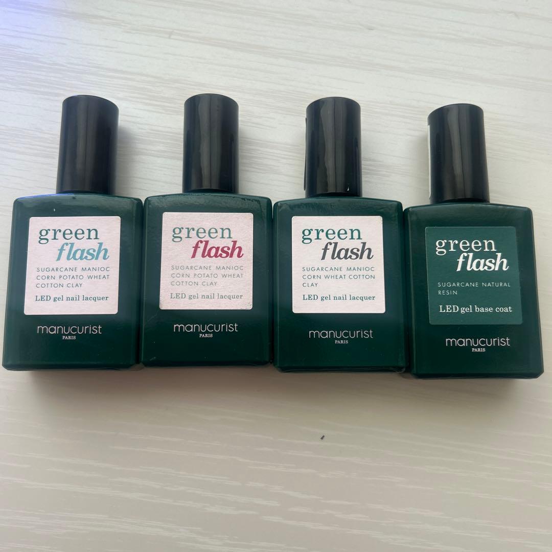 【限定価格】グリーン フラッシュ　ネイルセット