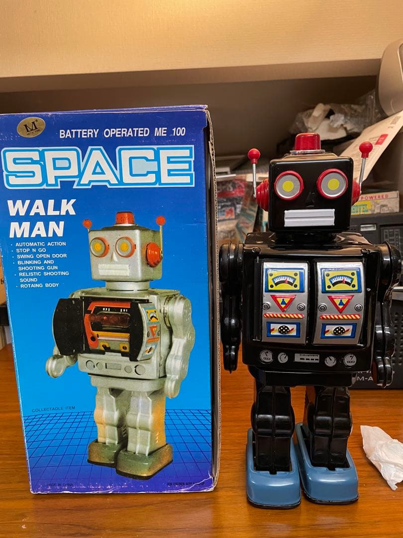 ブリキロボット　スペースウォークマン　ブラック