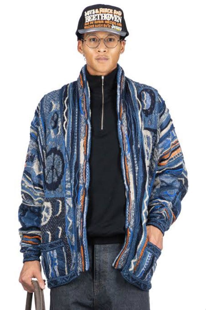 トップス KAPITAL 7G BORO GAUDY Knit cardigan