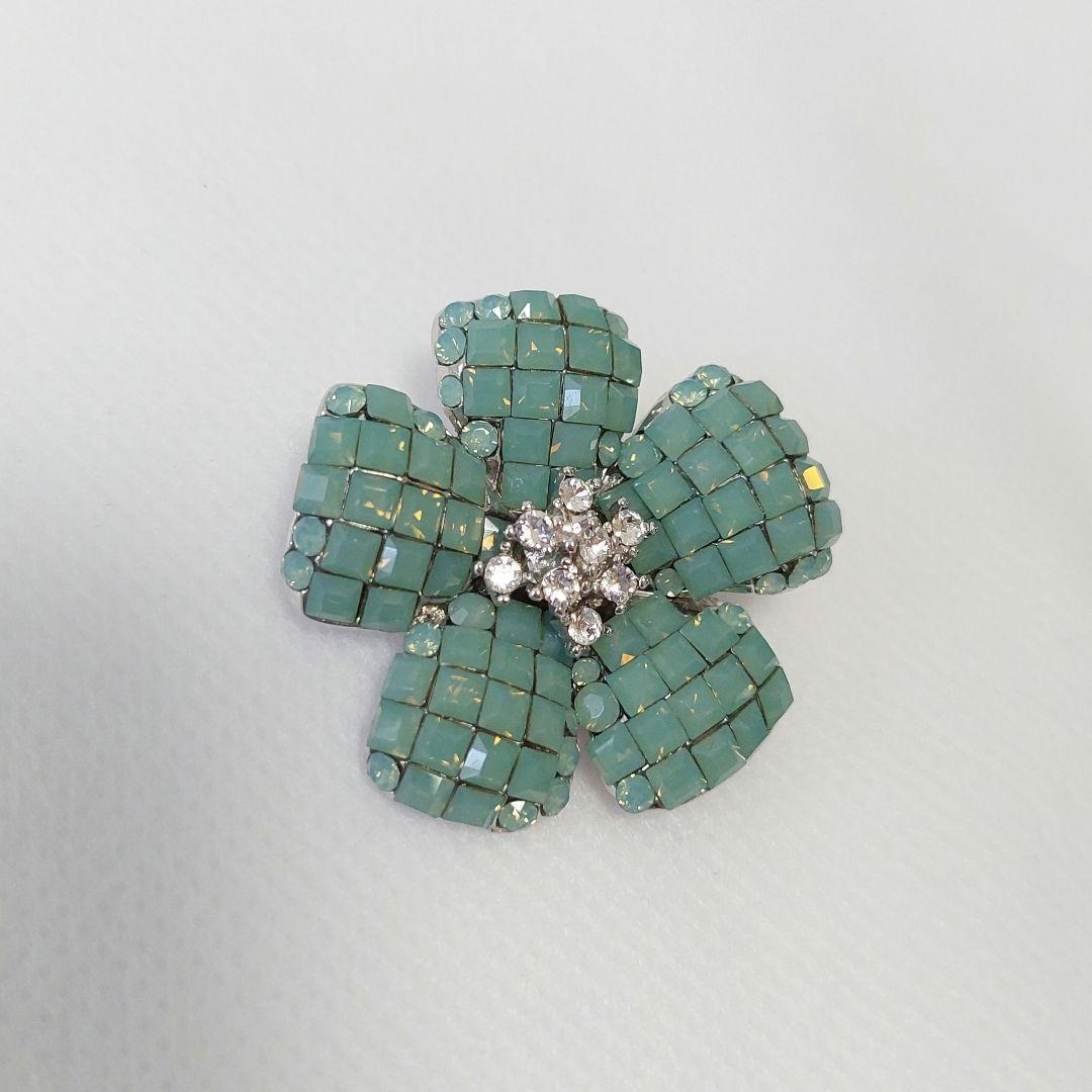 FOXEY　お花ブローチ　グリーン　 フラワーブローチ