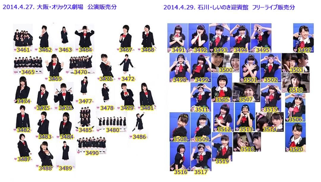 私立恵比寿中学（エビ中・えびちゅう） 公式生写真　3461～3910　バラ売り可