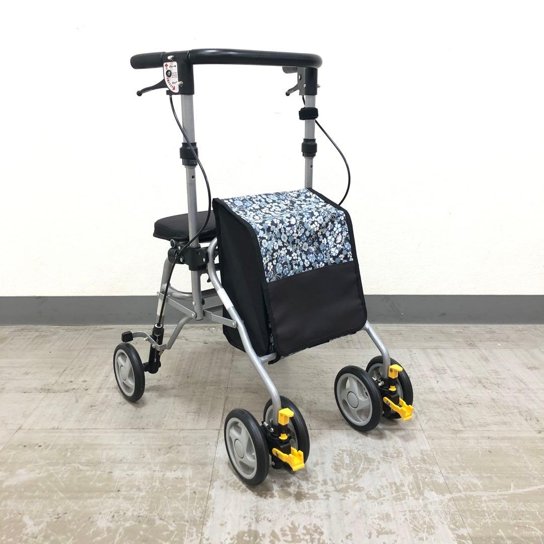 島製作所　歩行車　シンフォニーSPスリム　花柄紺