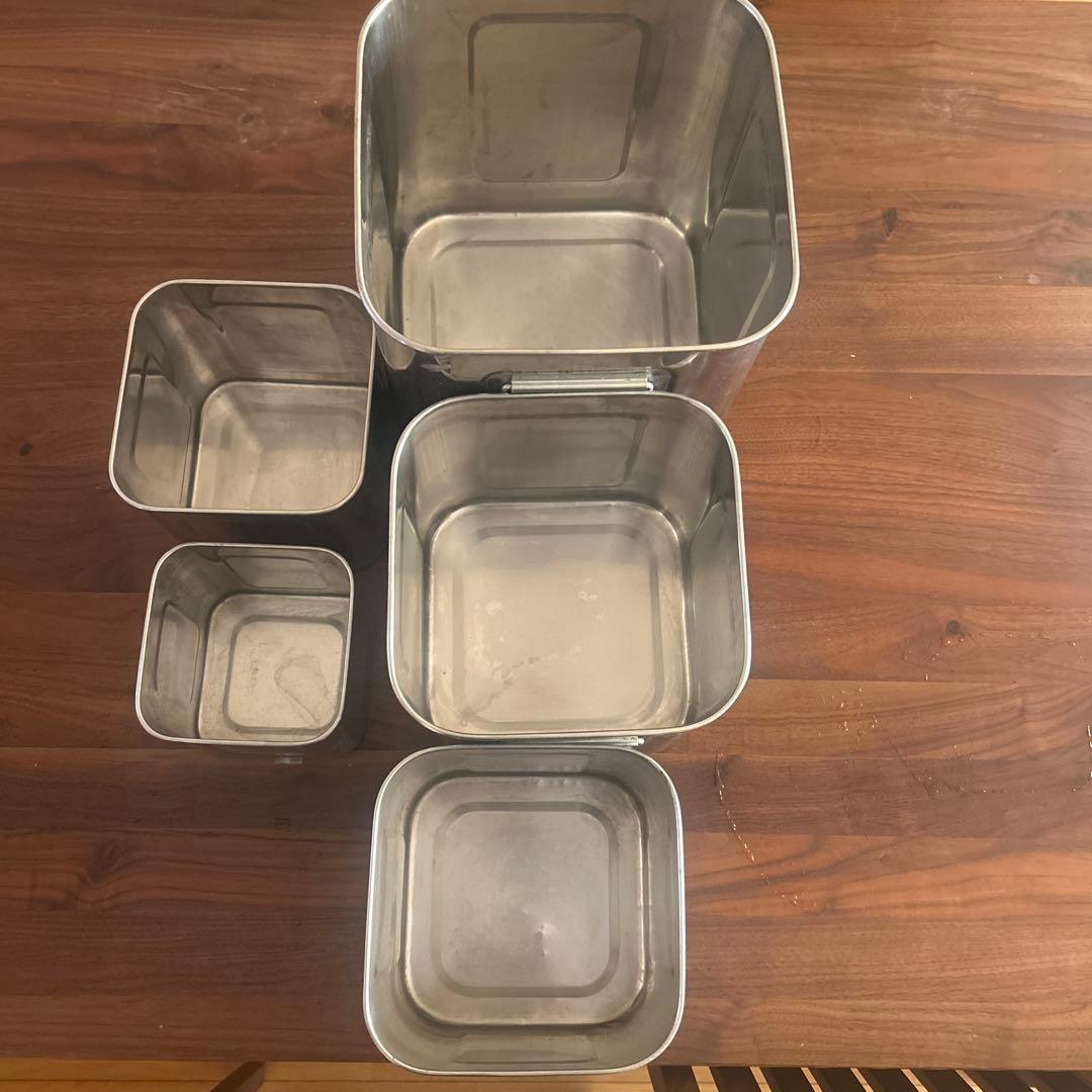 キッチン角ポット　5個セット 24.5㎝20㎝17㎝15.5㎝12.5㎝