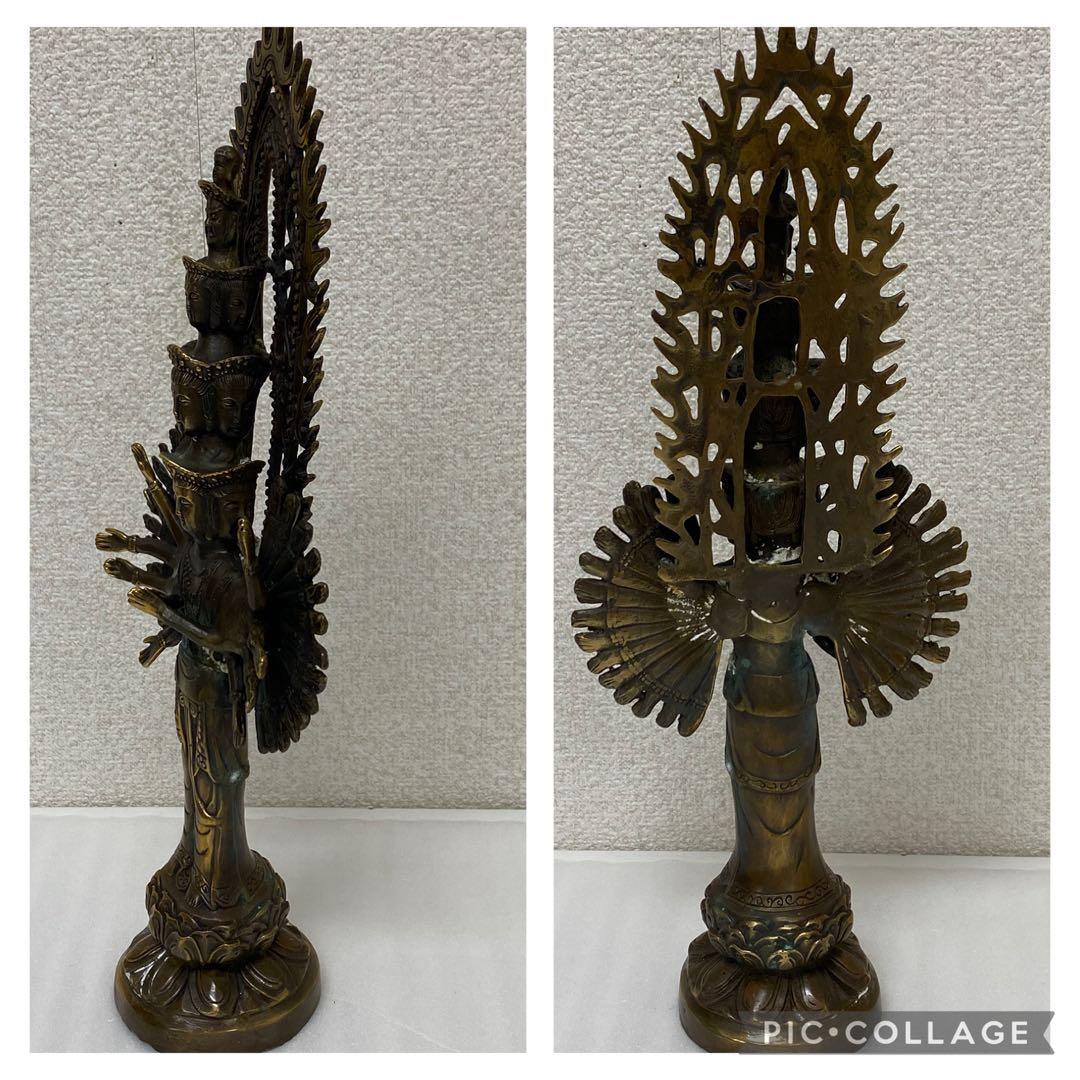 3-2331 十一面千手千眼観世音菩薩　黄銅　病気平癒 災難除け　延命長寿