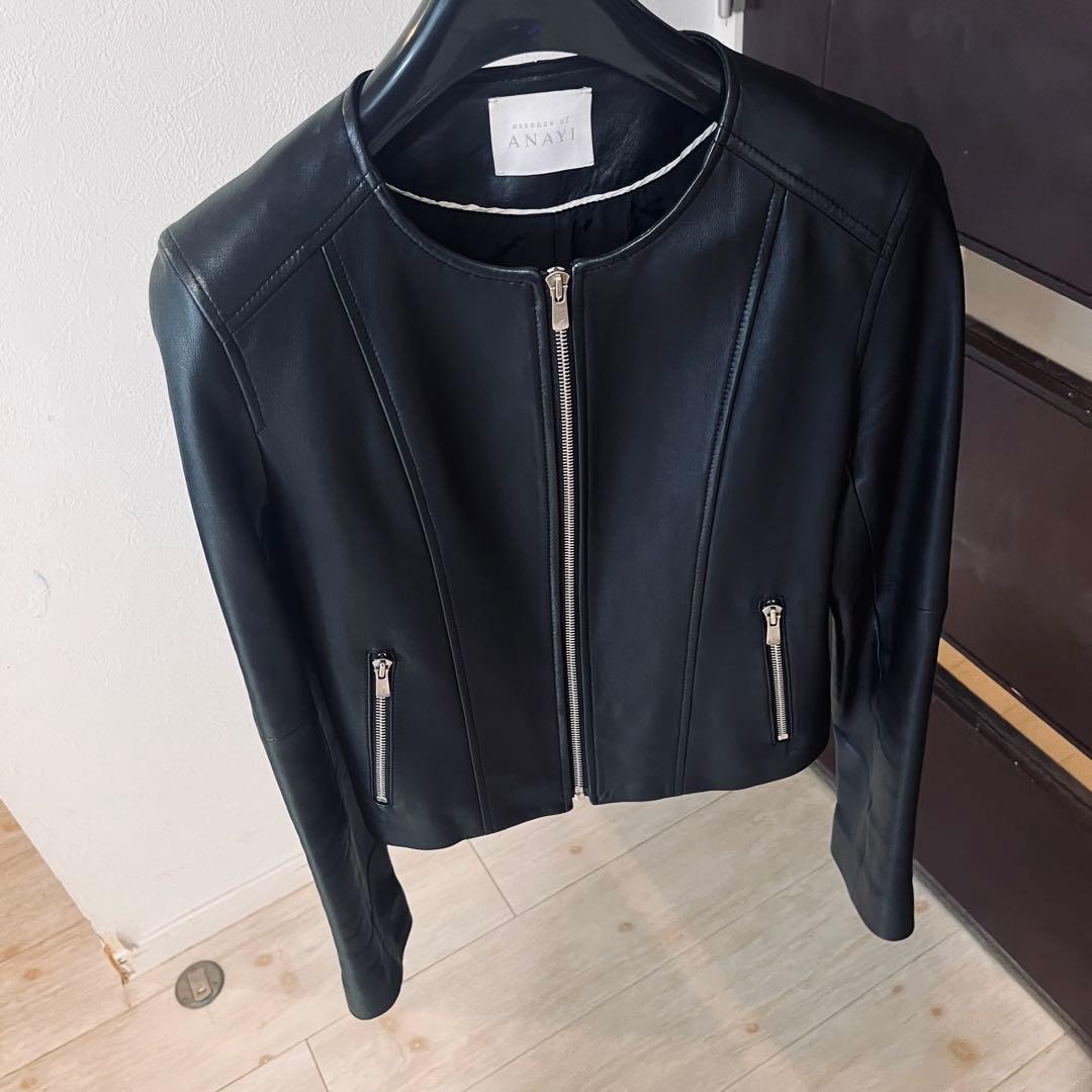 新品☆ANAYI ラムレザーファスナーブルゾン/セオリー、23区、ロペ