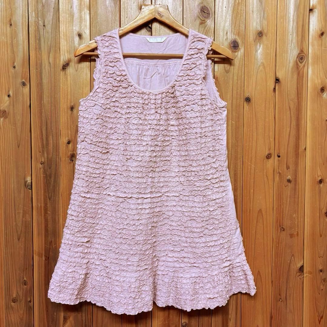 美品＊PINKHOUSE ピンクハウス　総ピコフリル　ローンチュニック　ピンク