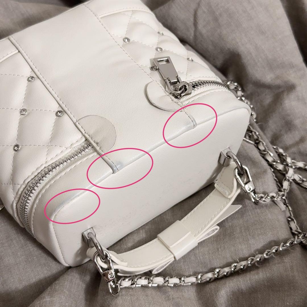 pium ビジューキルティングバニティバッグ 白