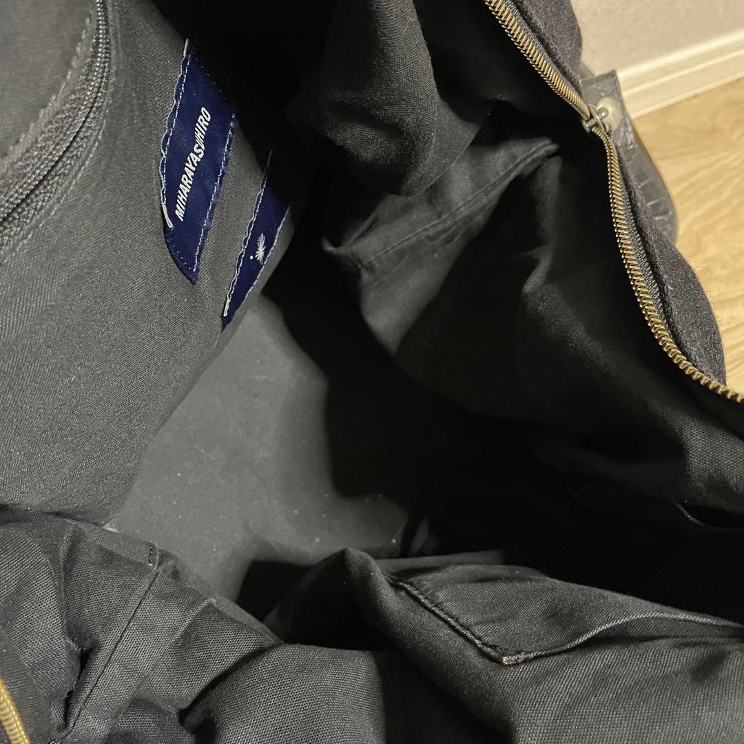 ミハラヤスヒロ　ボストン　バッグ　ハンドバッグ　ブラック　レザー　クロコ　異素材